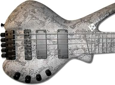 A sample of the new finish effect - an L-BOW-V with snake skin